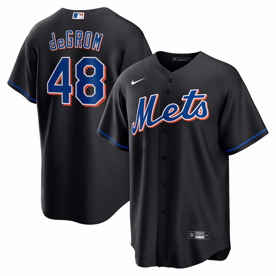 Men's New York Mets Jacob deGrom Nike Black 2022 Alternate Replica Player Jersey - Jersey