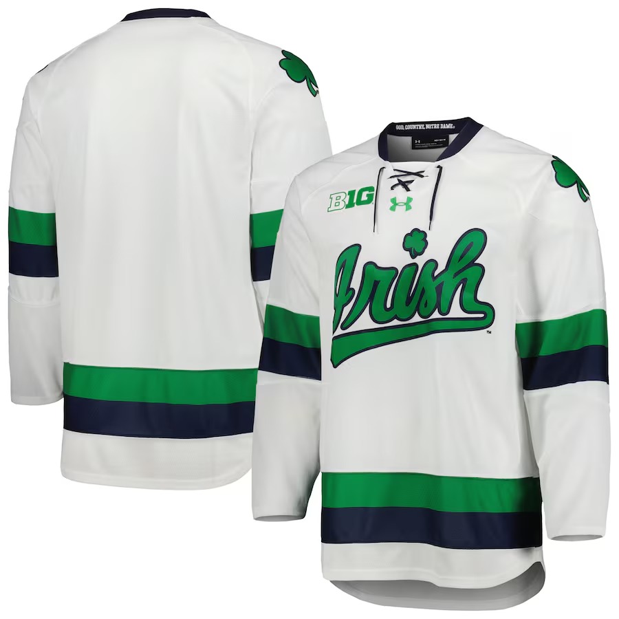 Men's Under Armour White Notre Dame Fighting Irish Team Replica Hockey Jersey - Jersey