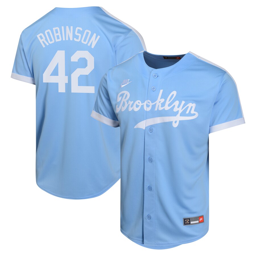 Youth Brooklyn Dodgers Jackie Robinson Nike Light Blue Cooperstown Collection Limited Player Jersey - Jersey