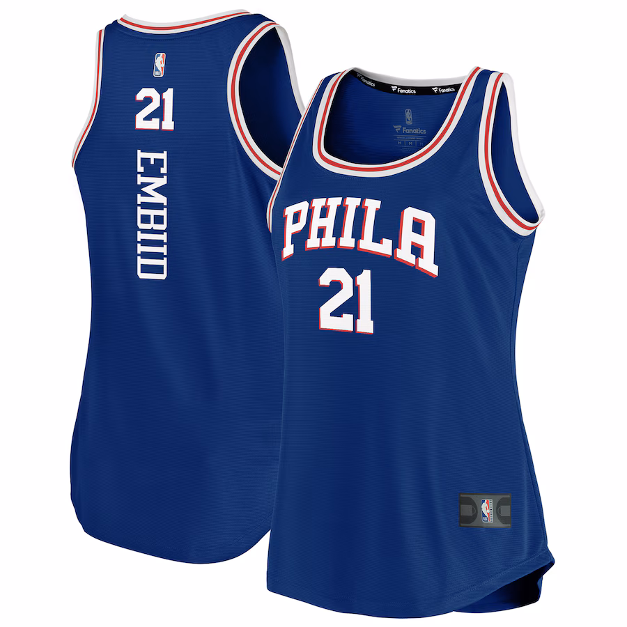 Women's Philadelphia 76ers Joel Embiid Fanatics Royal Fast Break Team Tank Jersey - Icon Edition - Jersey