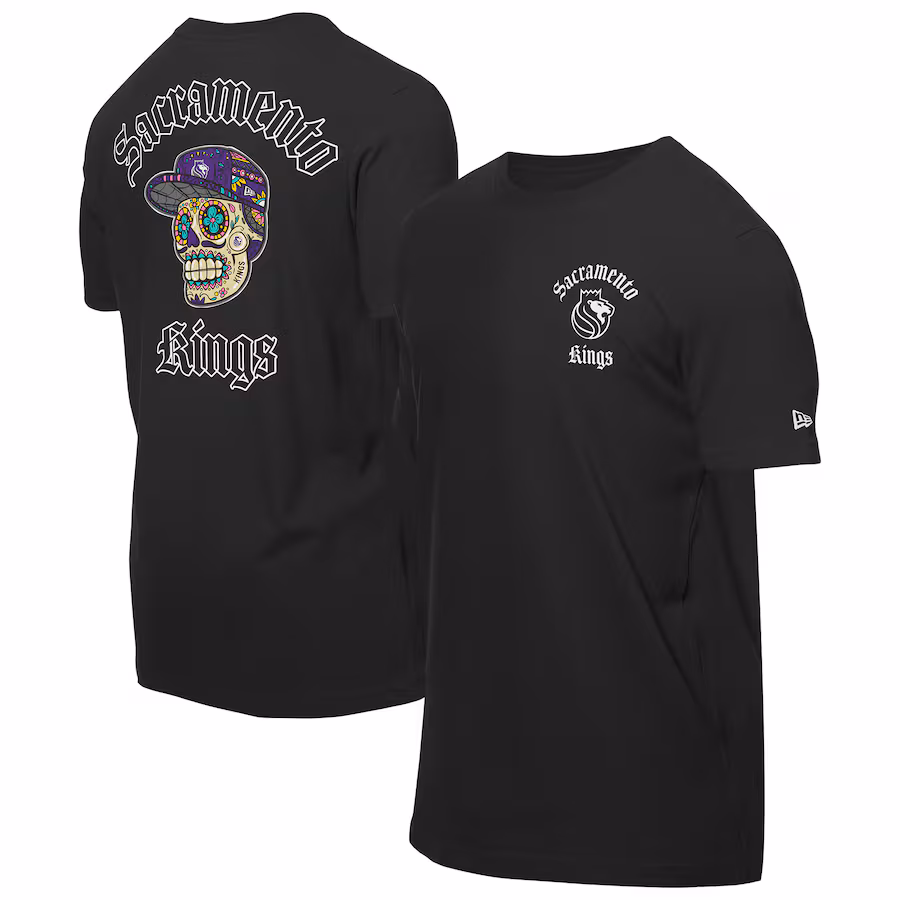 Men's Sacramento Kings New Era Black Sugar Skulls T-Shirt - Jersey