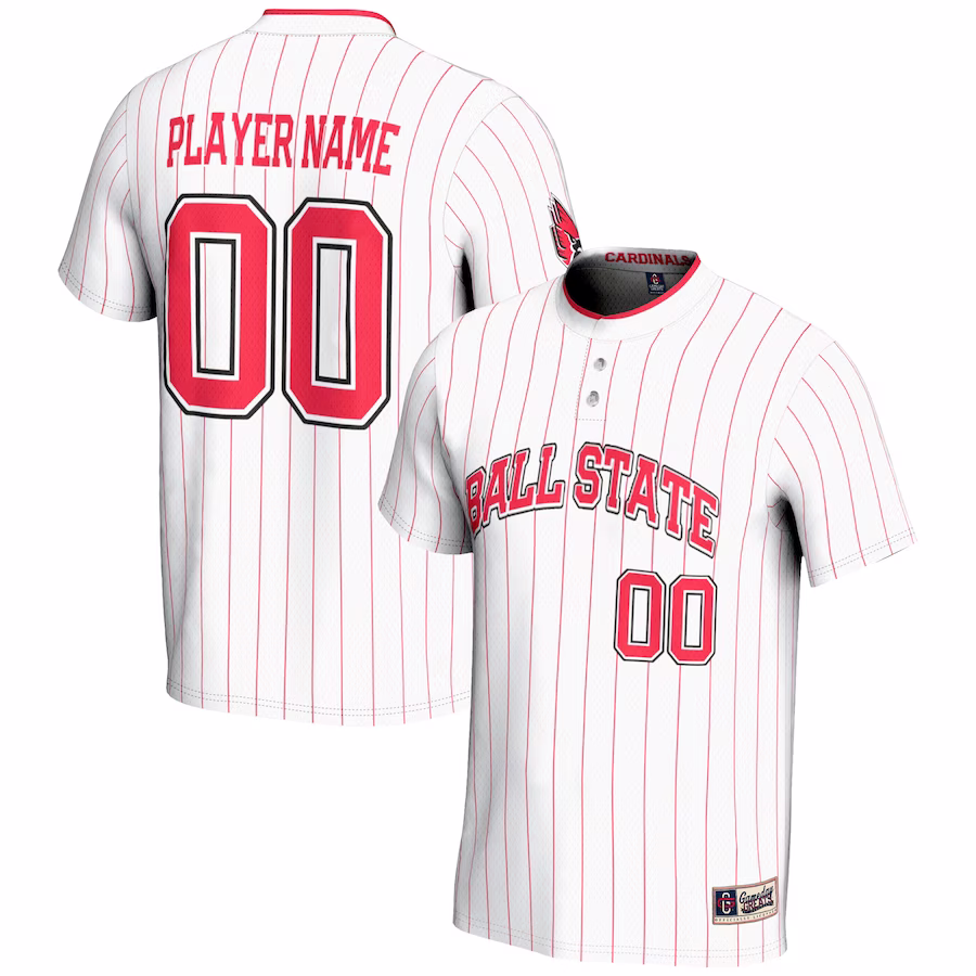 Ball State Cardinals GameDay Greats Unisex  NIL Pick-A-Player Lightweight Softball Jersey - White - Jersey