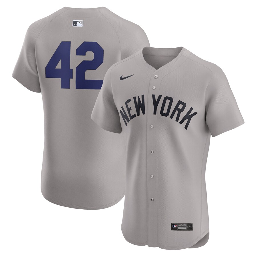 Men's New York Yankees Nike Gray Road 2024 Jackie Robinson Day Elite Jersey - Jersey