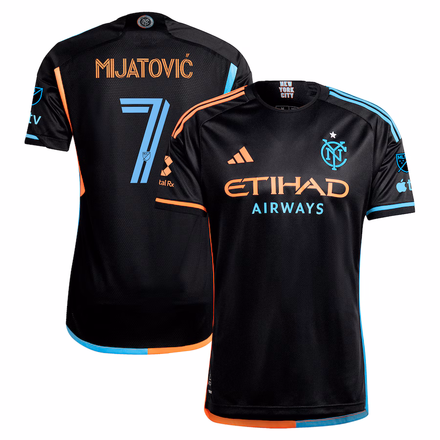 Men's New York City FC Jovan Mijatović adidas Black 2024 24/7 Kit Authentic Player Jersey - Jersey