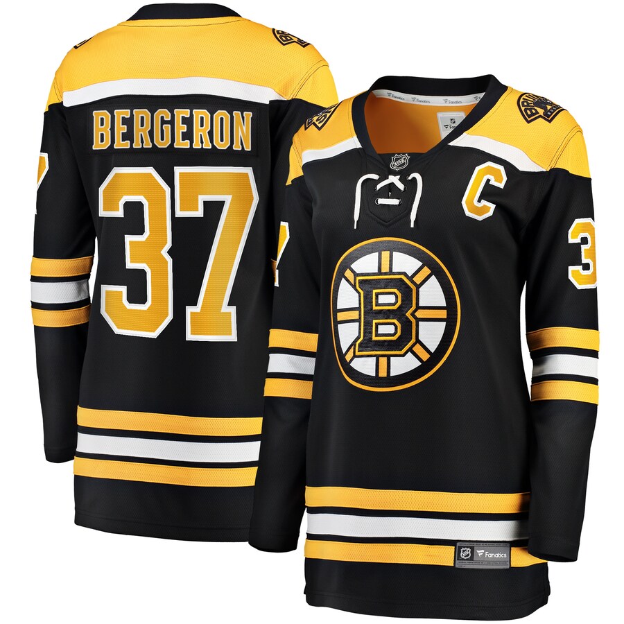 Women's Boston Bruins Patrice Bergeron Fanatics Branded Black Captain Patch Home Breakaway Jersey - Jersey