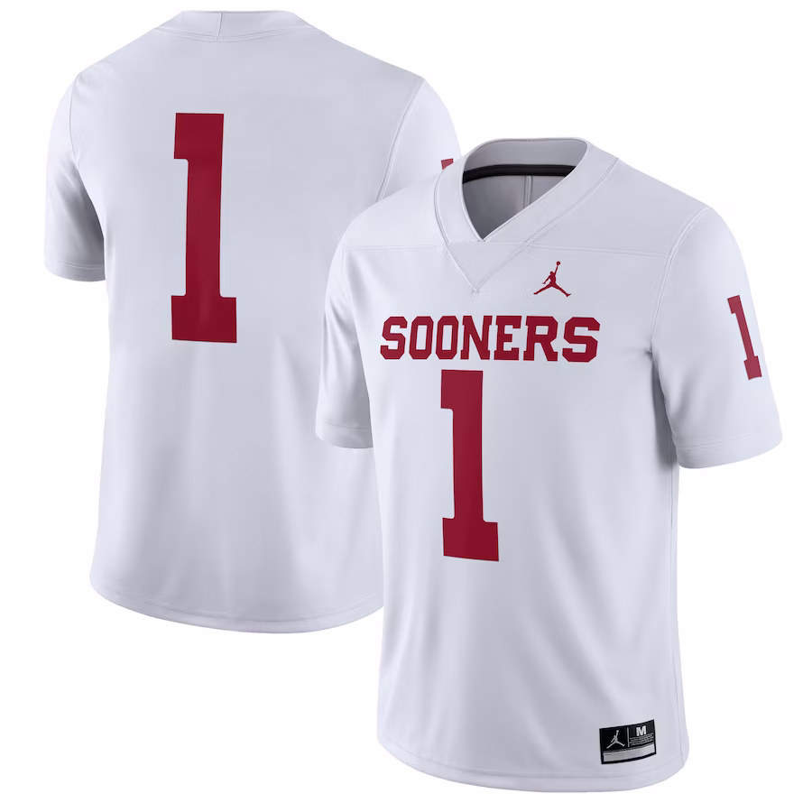 Oklahoma Sooners Jordan Brand #1 Away Game Jersey - White - Jersey