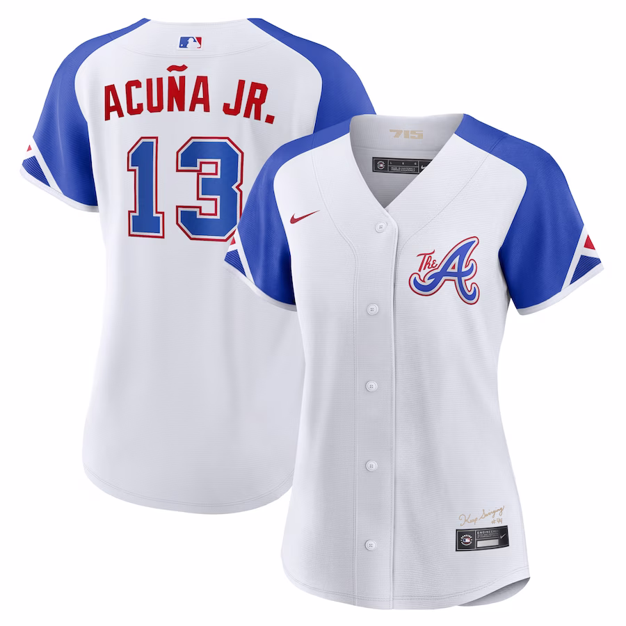 Women's Atlanta Braves Ronald Acuña Jr. Nike White City Connect Replica Player Jersey - Jersey
