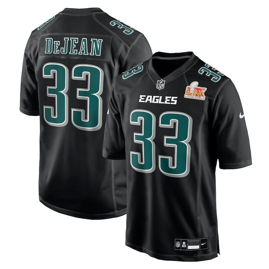 Men's Philadelphia Eagles Cooper DeJean Nike Carbon Black Super Bowl LIX Fashion Game Player Jersey - Jersey