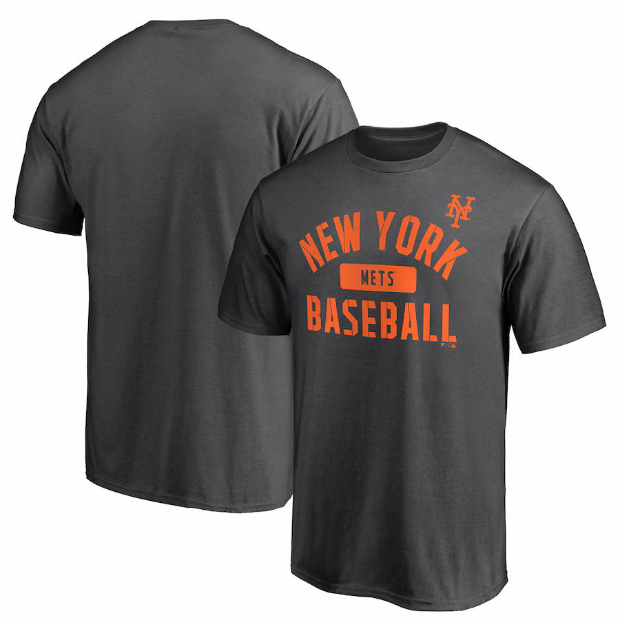 Men's New York Mets Charcoal Team Primary Pill T-Shirt - Jersey