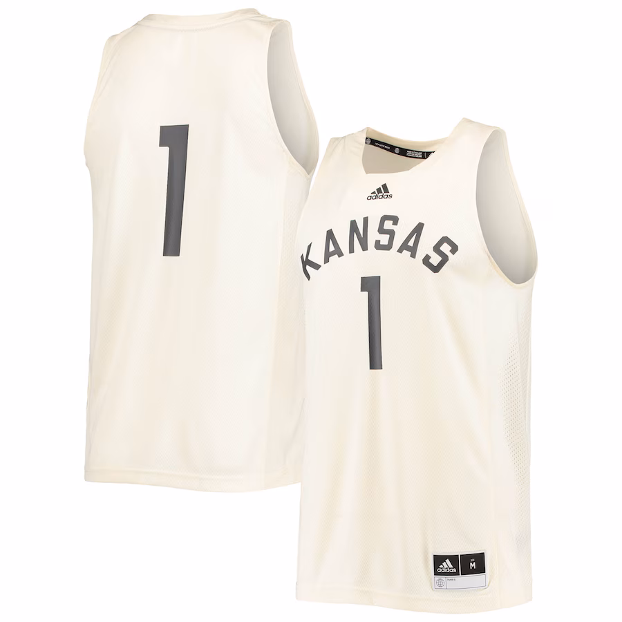 Men's adidas #1 Cream Kansas Jayhawks Reverse Retro Jersey - Jersey