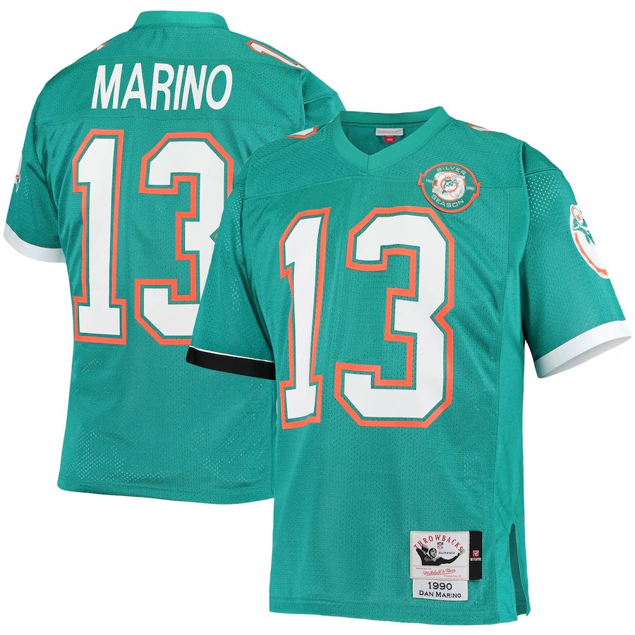 Men's Miami Dolphins 1990 Dan Marino Mitchell & Ness Aqua Authentic Throwback Retired Player Jersey - Jersey