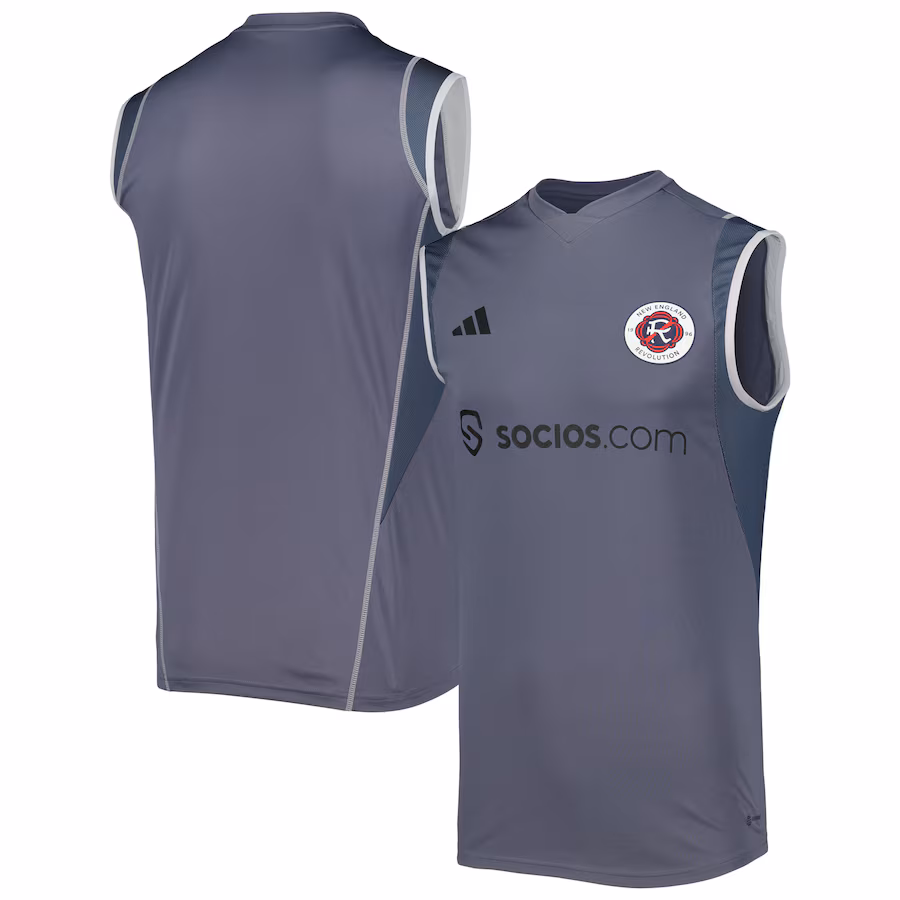 Men's New England Revolution adidas Gray 2023 On-Field Sleeveless Training Jersey - Jersey