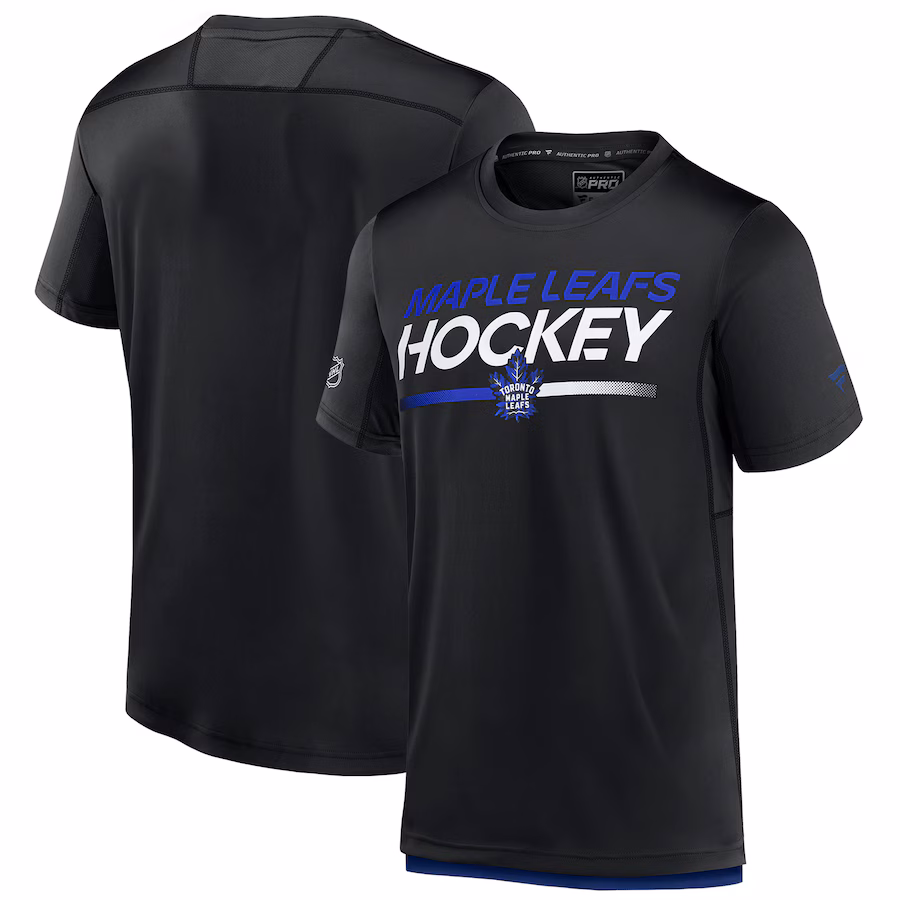 Men's Toronto Maple Leafs Fanatics Black Authentic Pro Tech T-Shirt - Jersey