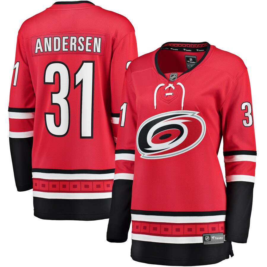 Women's Carolina Hurricanes Frederik Andersen Fanatics Branded Red Alternate Breakaway Player Jersey - Jersey