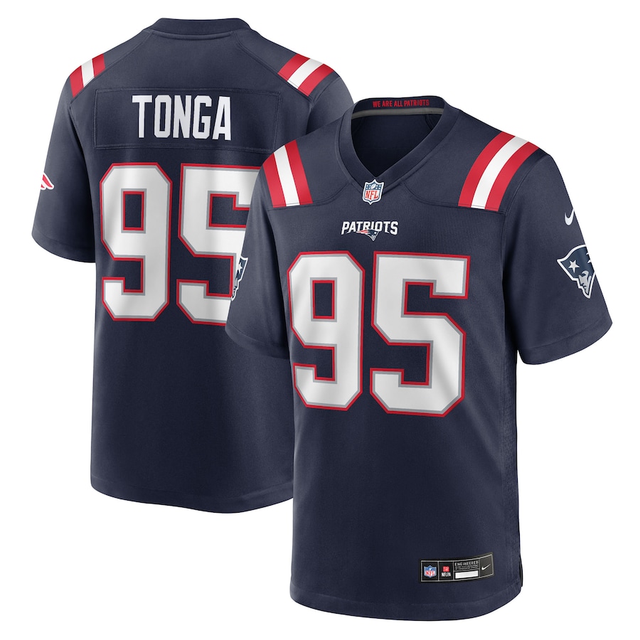 Men's New England Patriots Khyiris Tonga Nike Navy Team Game Jersey - Jersey
