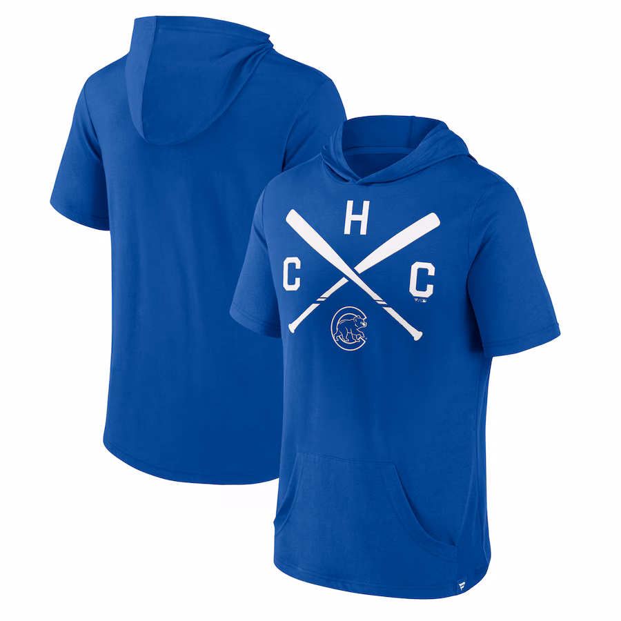 Men's Chicago Cubs Fanatics Royal Iconic Rebel Short Sleeve Hooded Top - Jersey
