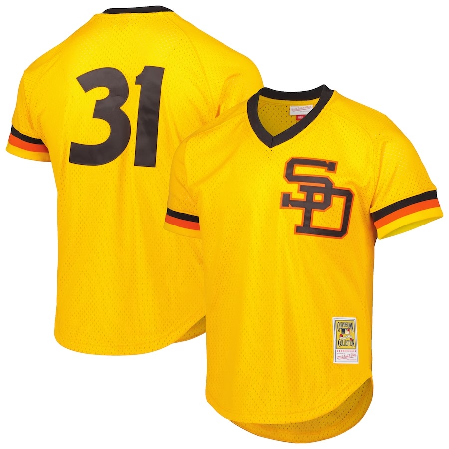 Men's San Diego Padres Dave Winfield Mitchell & Ness Gold Cooperstown Collection Mesh Batting Practice Jersey - Jersey
