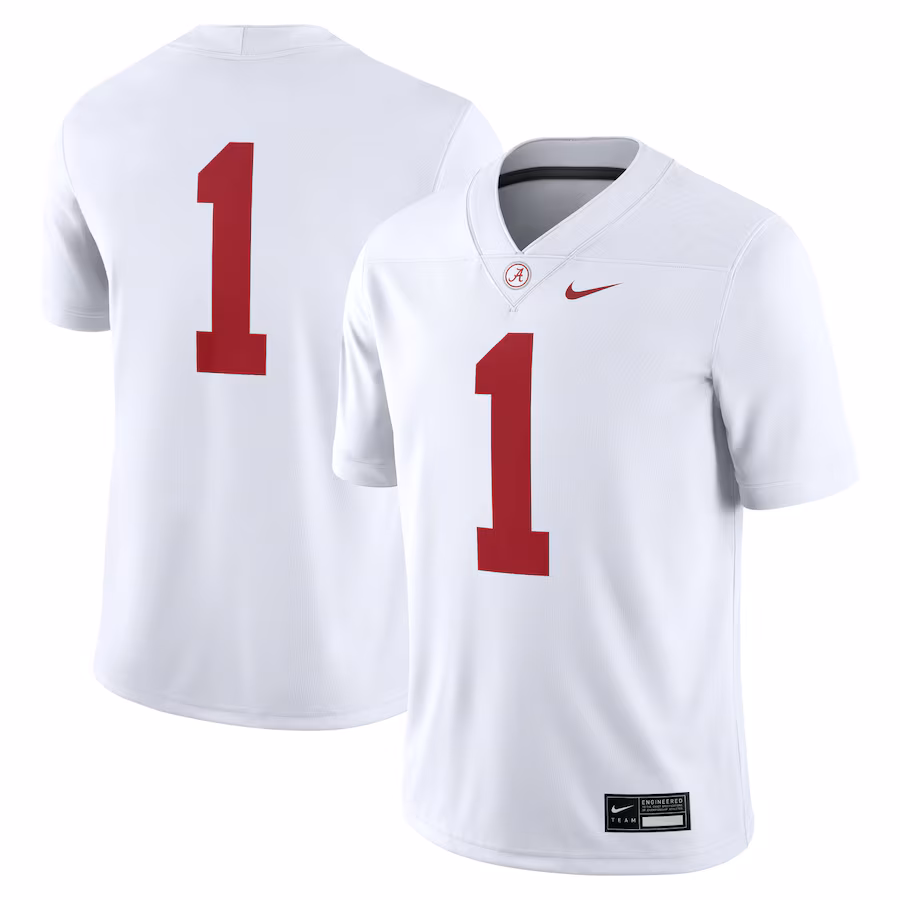 Men's Nike #1 White Alabama Crimson Tide Game Jersey - Jersey