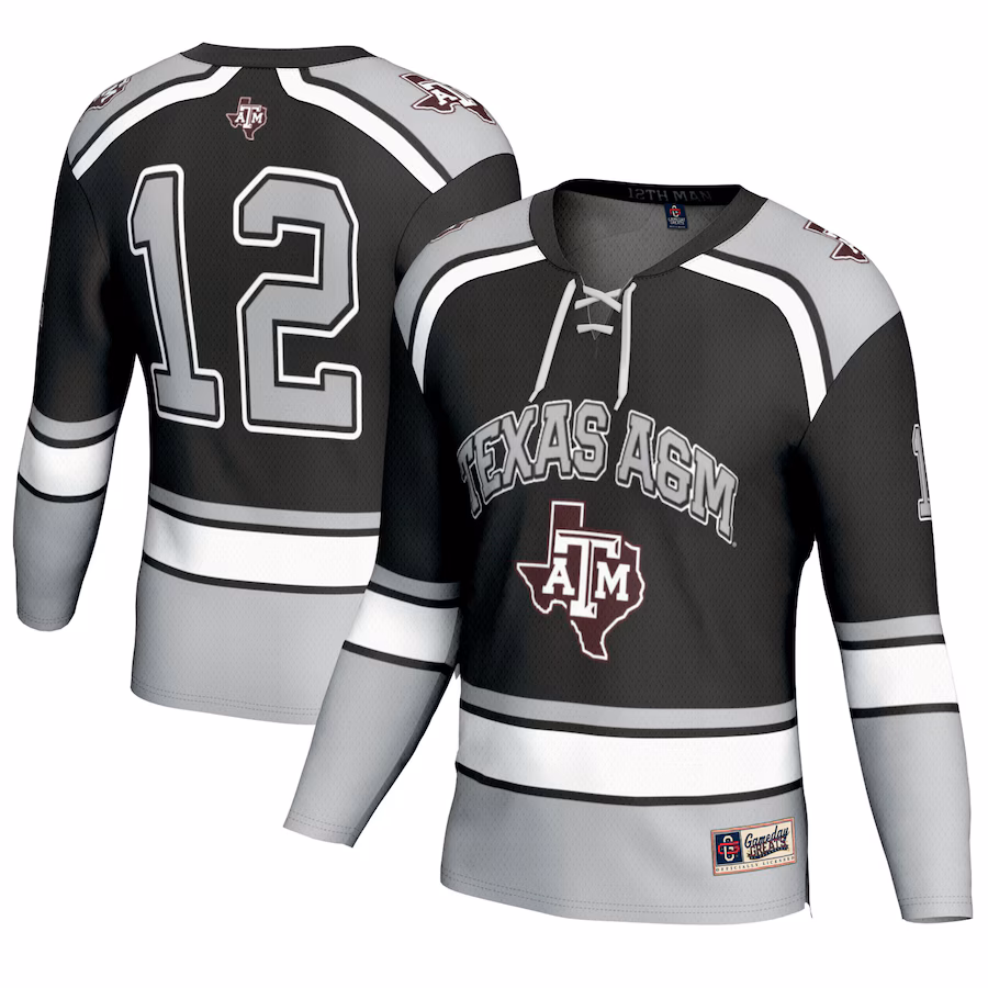 Unisex GameDay Greats #12 Black Texas A&M Aggies Hockey Fashion Jersey - Jersey