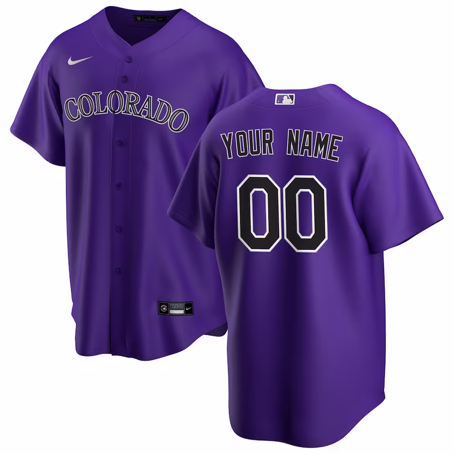 Men's Colorado Rockies Nike Purple Alternate Replica Custom Jersey - Jersey