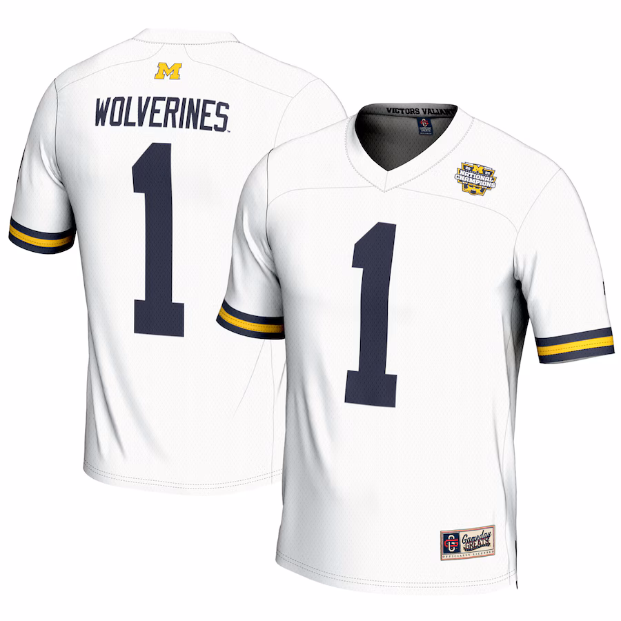Men's GameDay Greats #1 White Michigan Wolverines College Football Playoff 2023 National Champions Lightweight Fashion Jersey - Jersey