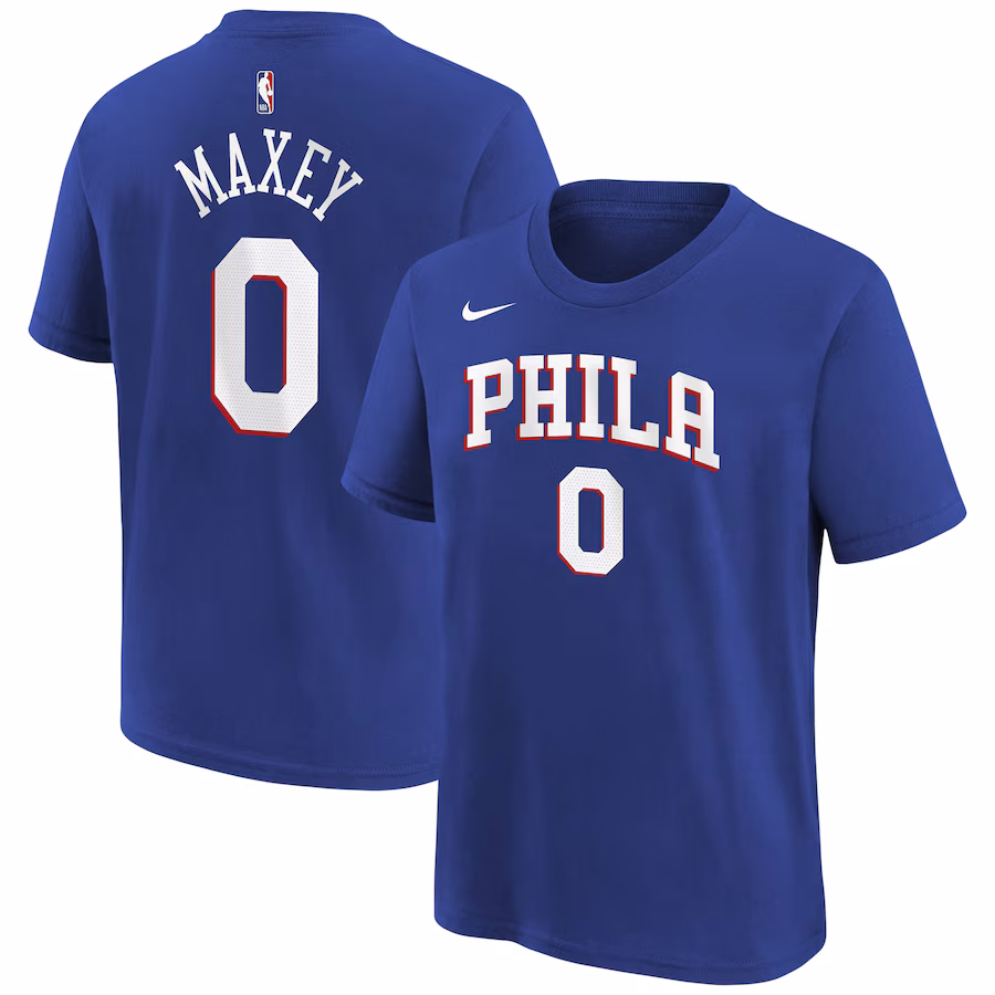 Youth Philadelphia 76ers Tyrese Maxey Royal Icon Name & Number T-Shirt - Jersey