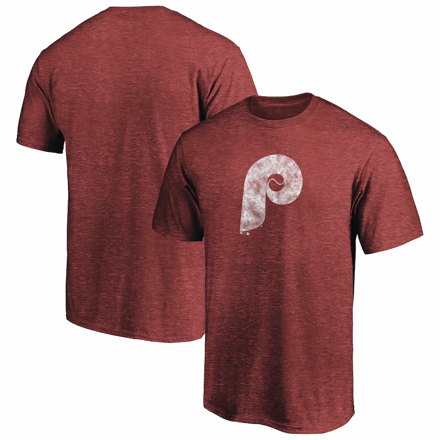 Men's Philadelphia Phillies Burgundy Cooperstown Collection Throwback Logo Tri-Blend T-Shirt - Jersey