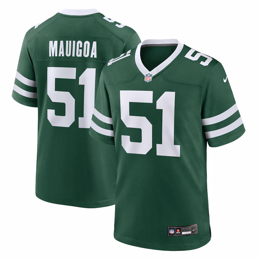 Men's New York Jets Francisco Mauigoa Nike Legacy Green Team Game Jersey - Jersey