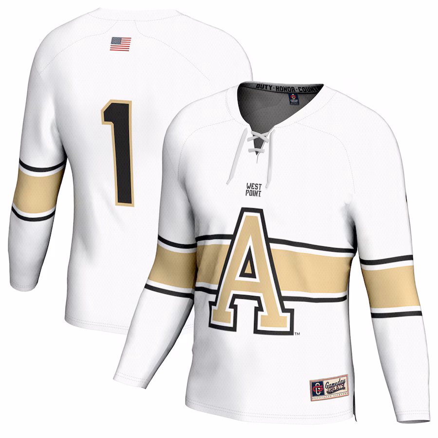 Youth GameDay Greats #1 White Army Black Knights Ice Hockey Fashion Jersey - Jersey