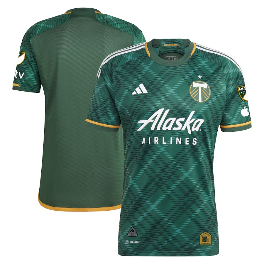 Men's Portland Timbers adidas Green 2023 Portland Plaid Kit Authentic Jersey - Jersey