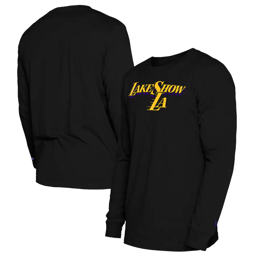 Men's Los Angeles Lakers  New Era Black 2024/25 City Edition Long Sleeve T-Shirt - Jersey