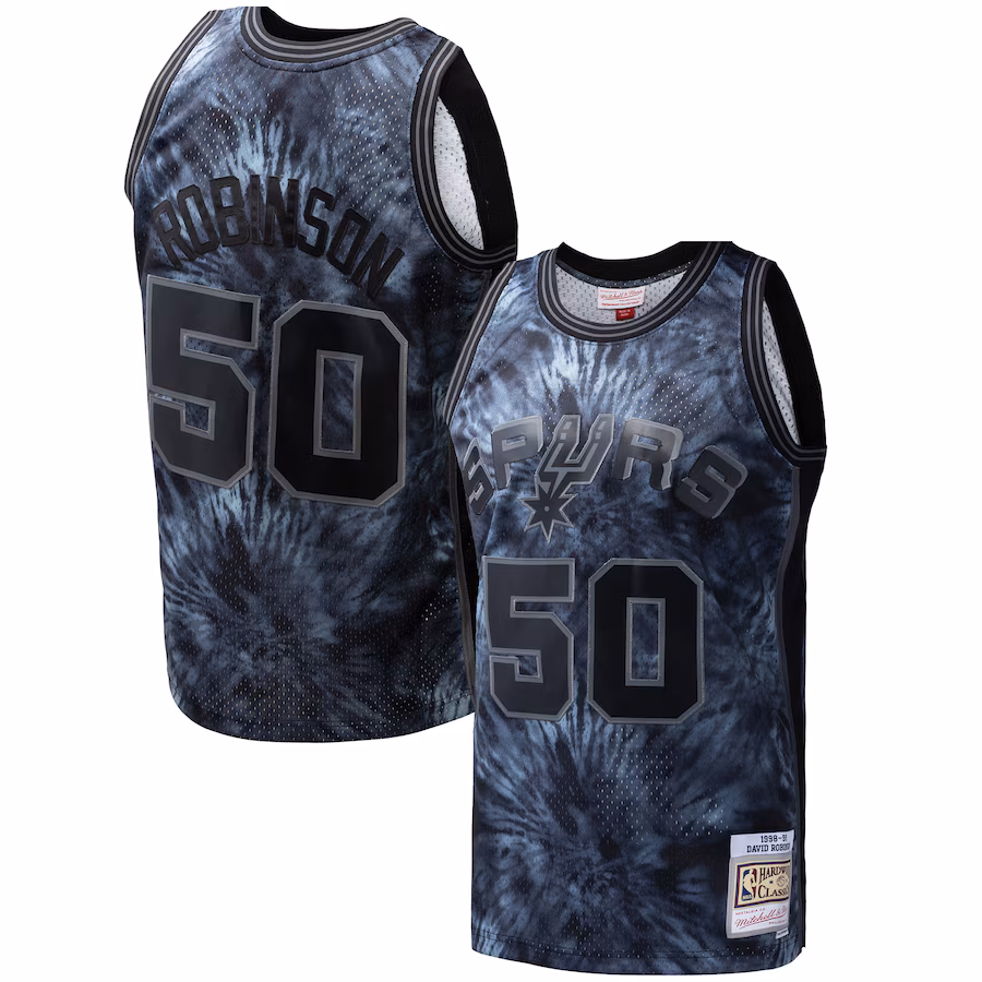 Men's San Antonio Spurs David Robinson Mitchell & Ness Black Hardwood Classics 1998/99 Tie-Dye Swingman Jersey - Jersey