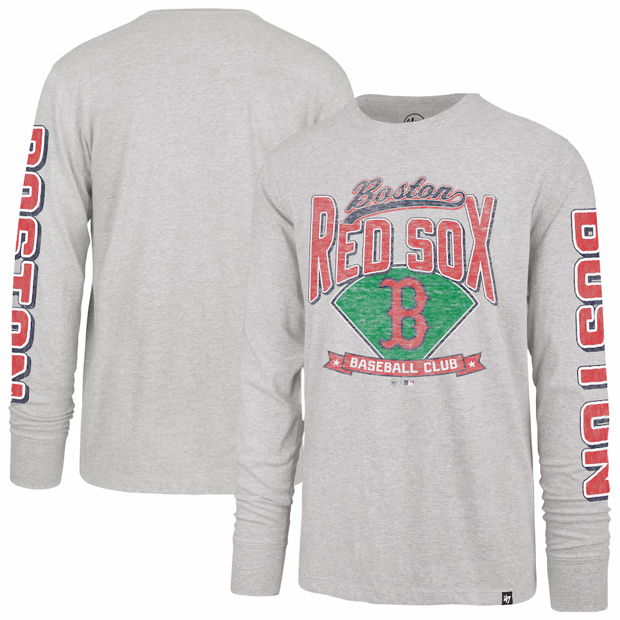 Men's Boston Red Sox '47 Gray Fair Ball Franklin Long Sleeve T-Shirt - Jersey