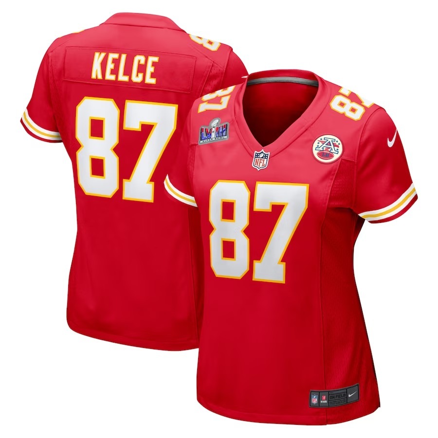 Women's Kansas City Chiefs Travis Kelce Nike Red Super Bowl LVIII Game Jersey - Jersey