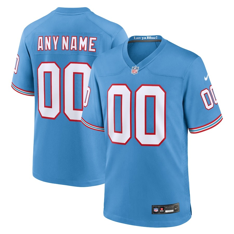 Men's Tennessee Titans Nike Light Blue Oilers Throwback Custom Game Jersey - Jersey