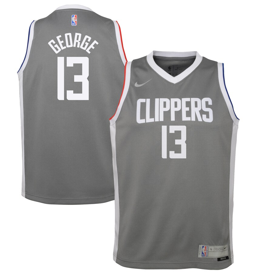 Youth LA Clippers Paul George Nike Gray 2020/21 Swingman Player Jersey - Earned Edition - Jersey