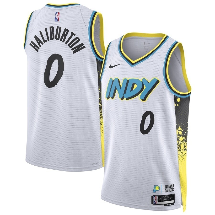 Unisex Indiana Pacers Tyrese Haliburton Nike White 2024/25 Swingman Player Jersey - City Edition - Jersey