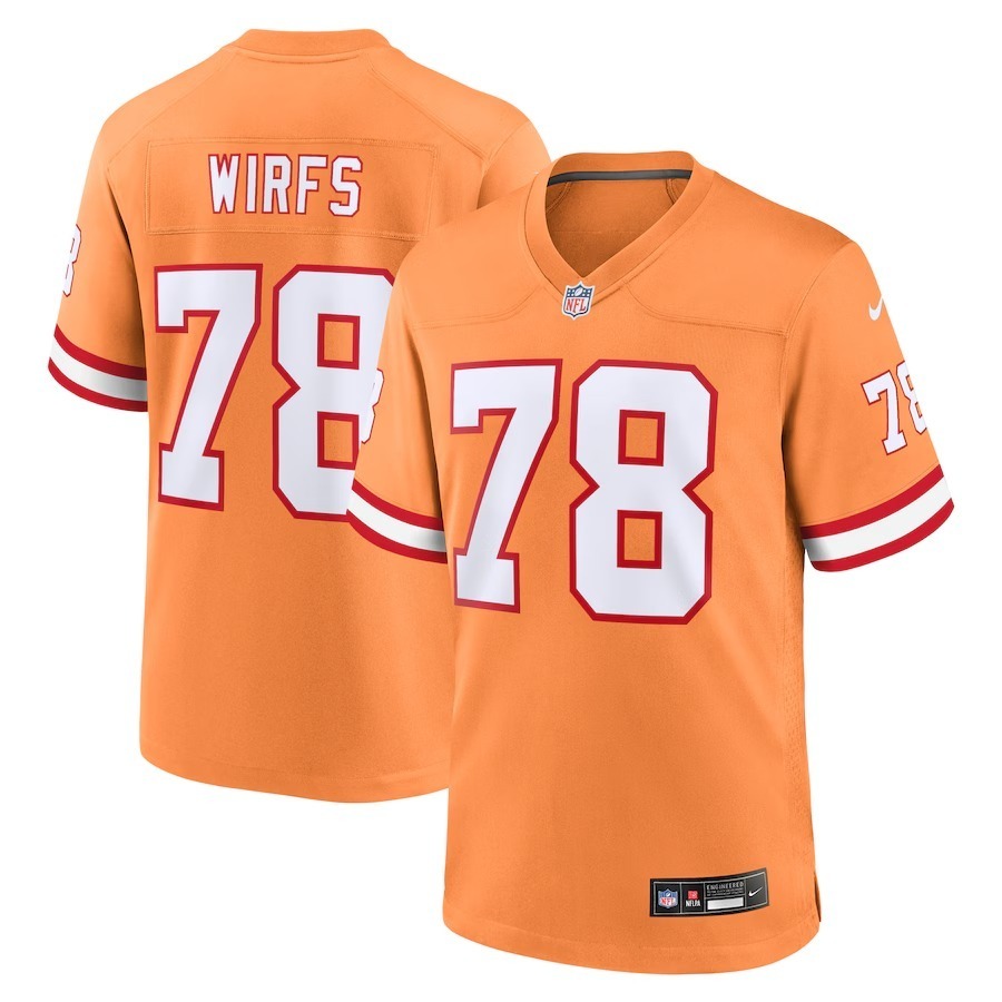 Men's Tampa Bay Buccaneers Tristan Wirfs Nike Orange Throwback Game Jersey - Jersey