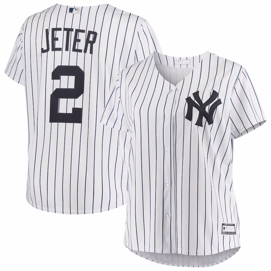 Women's New York Yankees Derek Jeter White Plus Size Replica Player Jersey - Jersey