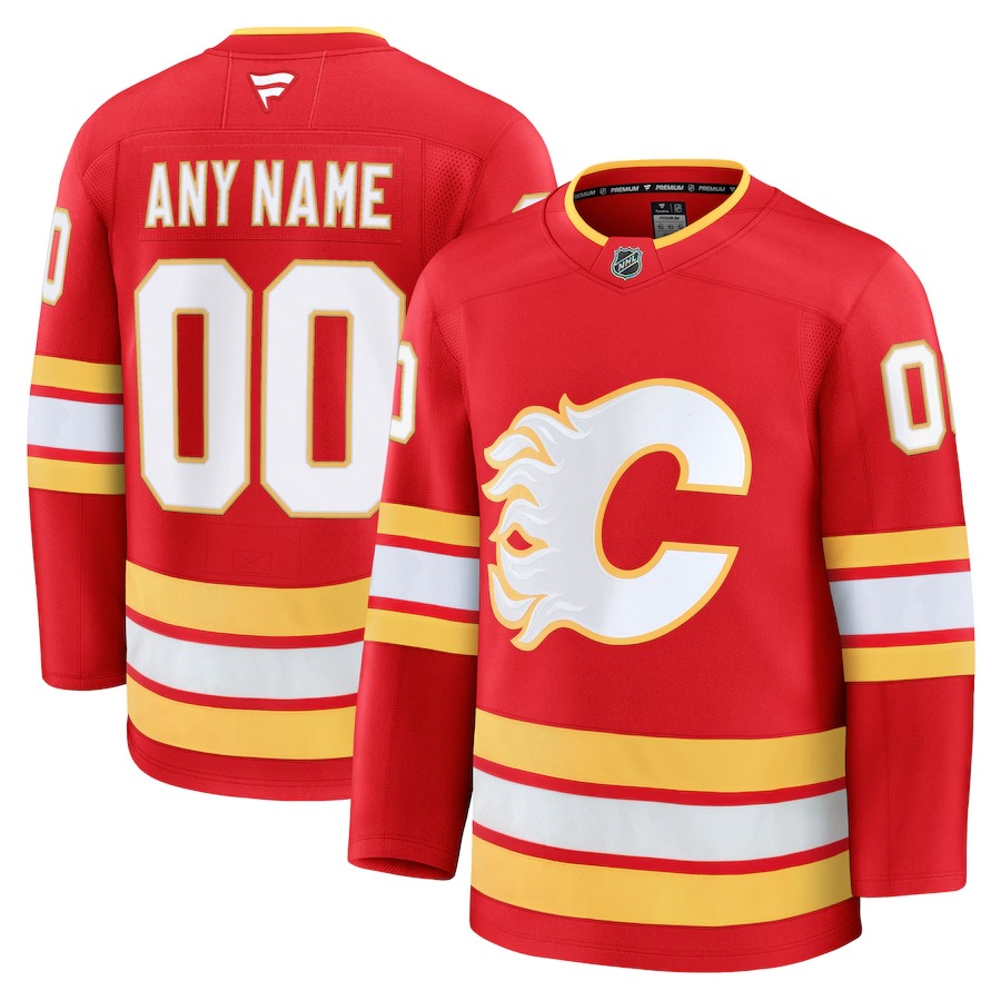Men's Calgary Flames Fanatics Red Home Premium Custom Jersey - Jersey