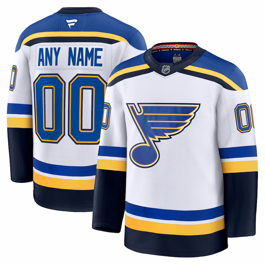 Men's St. Louis Blues Fanatics White Away Premium Custom Jersey - Jersey