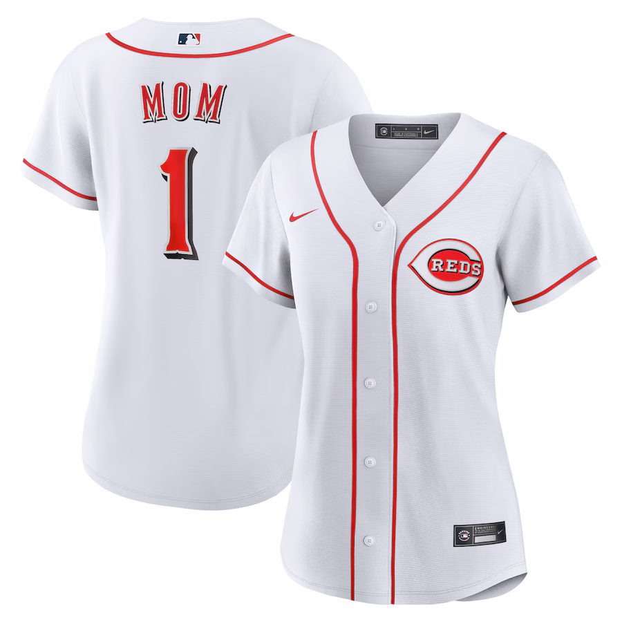 Women's Cincinnati Reds Nike White #1 Mom Home Replica Jersey - Jersey