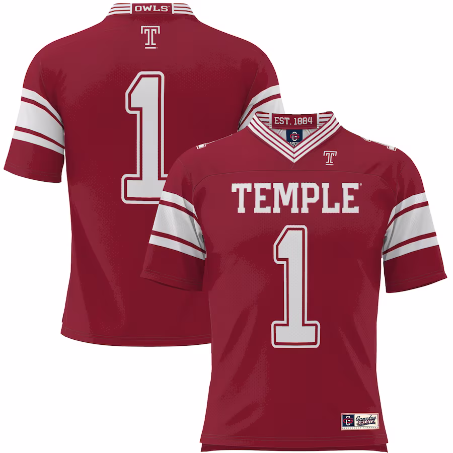 #1 Temple Owls GameDay Greats Youth Endzone Football Jersey - Cherry - Jersey