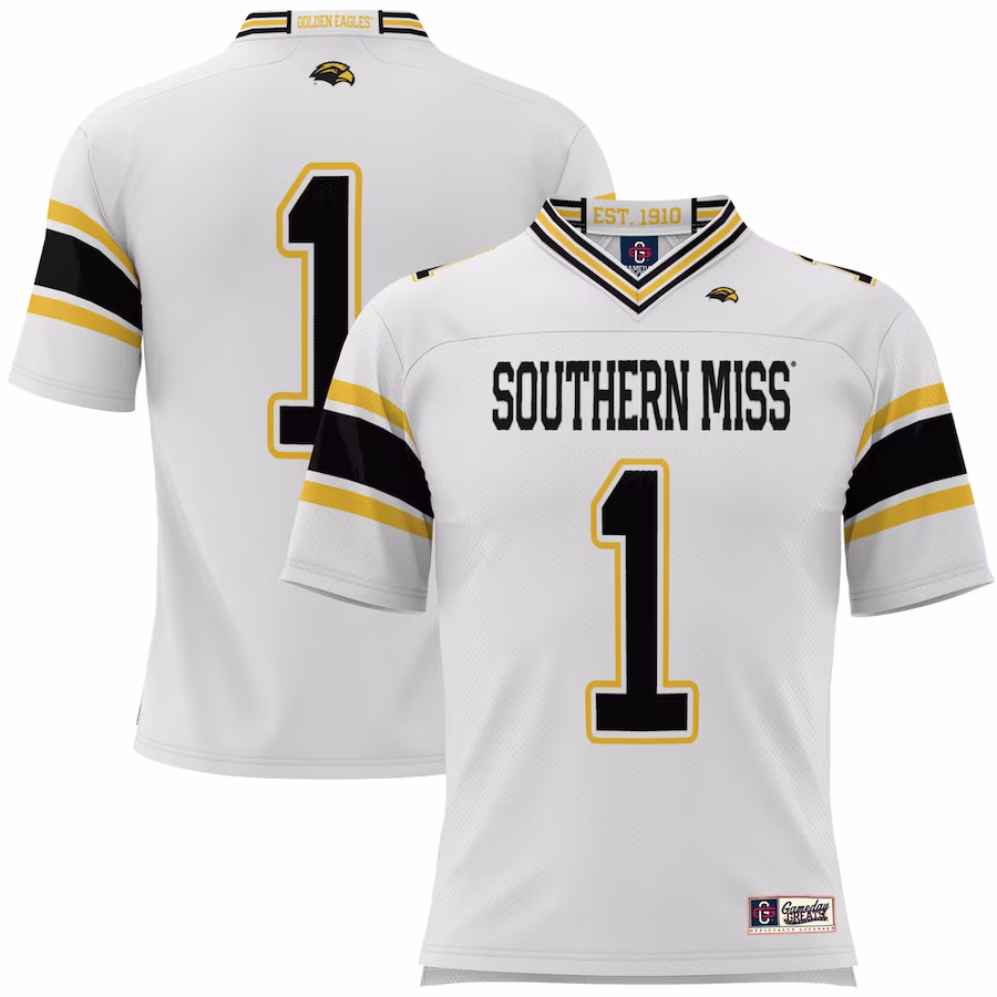 #1 Southern Miss Golden Eagles GameDay Greats Youth Football Jersey - White - Jersey