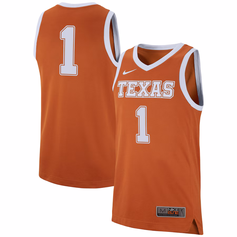 Men's Nike #1 Burnt Orange Texas Longhorns Replica Jersey - Jersey