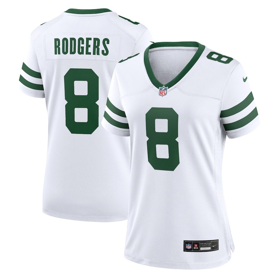 Women's New York Jets Aaron Rodgers Nike Legacy White Game Jersey - Jersey