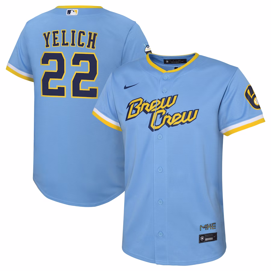 Youth Milwaukee Brewers Christian Yelich Nike Powder Blue City Connect Replica Player Jersey - Jersey