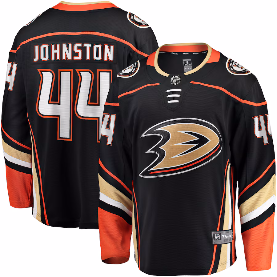 Men's Anaheim Ducks Ross Johnston Fanatics Black Home Premier Breakaway Player Jersey - Jersey