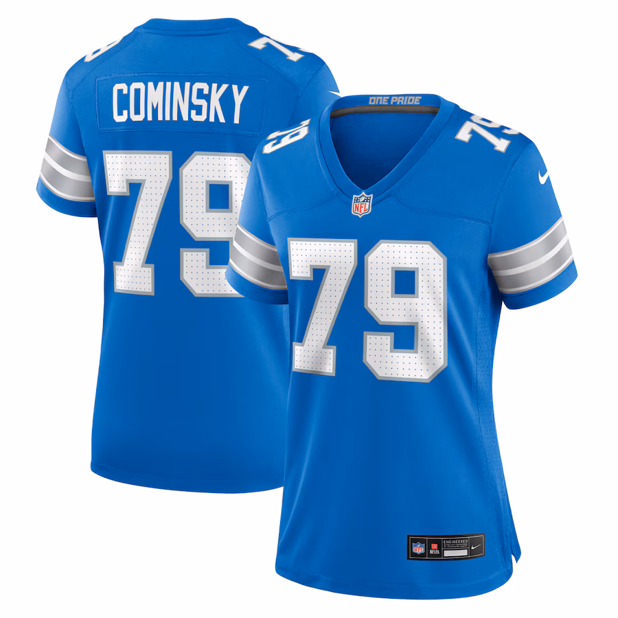 Women's Detroit Lions John Cominsky Nike Blue Team Game Jersey - Jersey