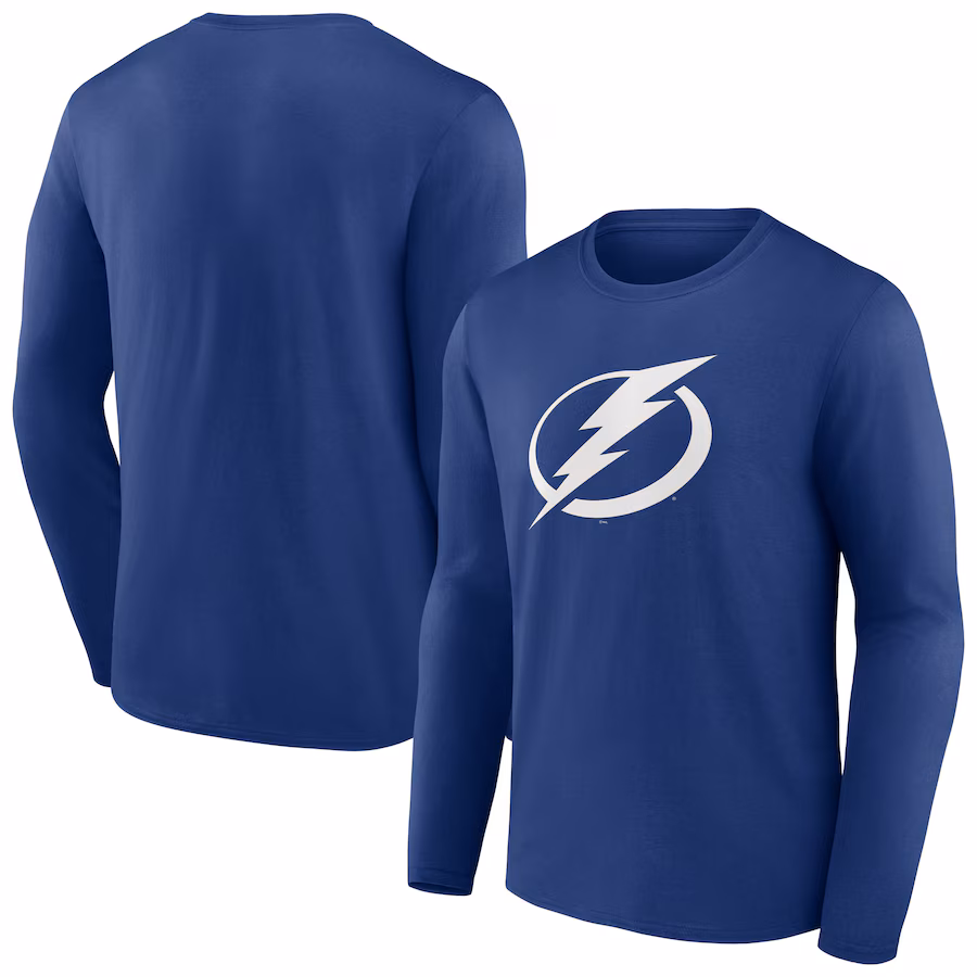 Men's Tampa Bay Lightning Blue Primary Logo Long Sleeve T-Shirt - Jersey